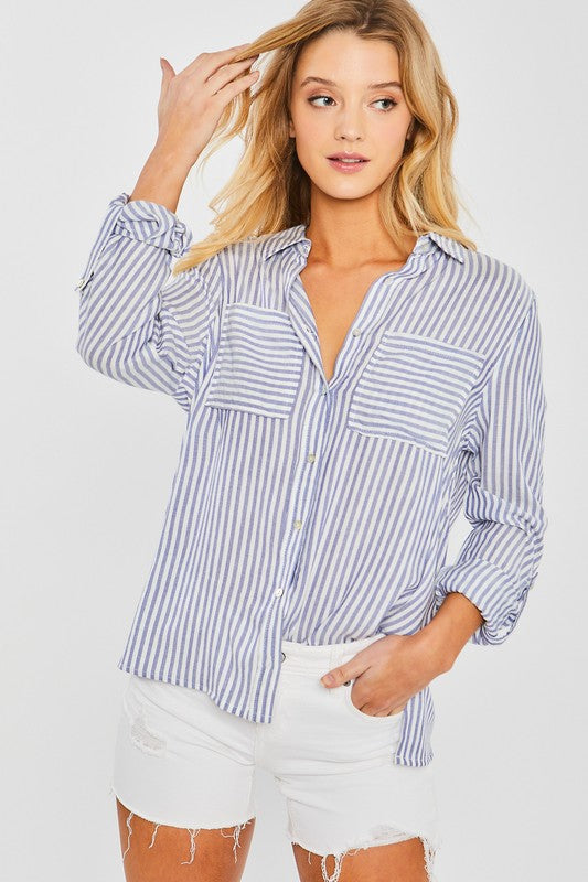 Beatrice Blue Striped Shirt