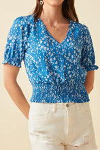 Load image into Gallery viewer, Renee Blue Floral Blouse