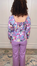 Load image into Gallery viewer, Lacey Purple Floral Blouse