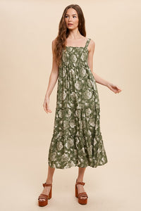 Gemma Green Floral  Dress