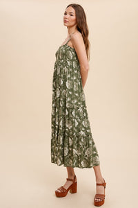 Gemma Green Floral  Dress