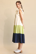 Load image into Gallery viewer, Frances Flutter Sleeve Color Block Dress