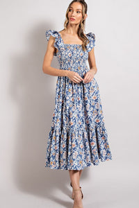 Faye Floral Ruffle Midi Dress