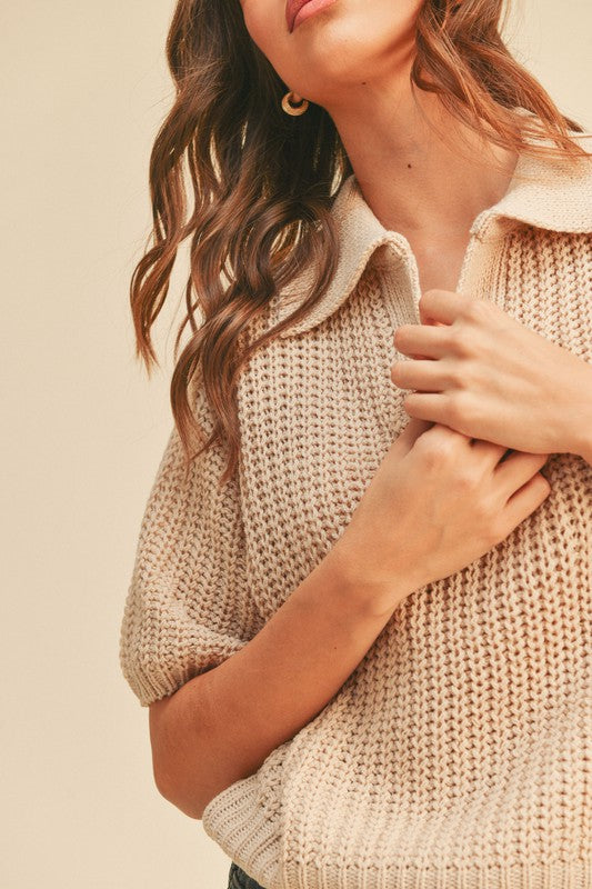 Cameron Collared Short Sleeve Sweater