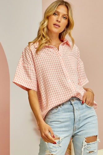 Gloria Gingham Short Sleeve Top