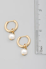 Load image into Gallery viewer, Gold Pearl Huggie Hoops