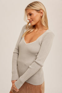 Rita Ribbed Sweetheart Neckline Top (Two Colors)
