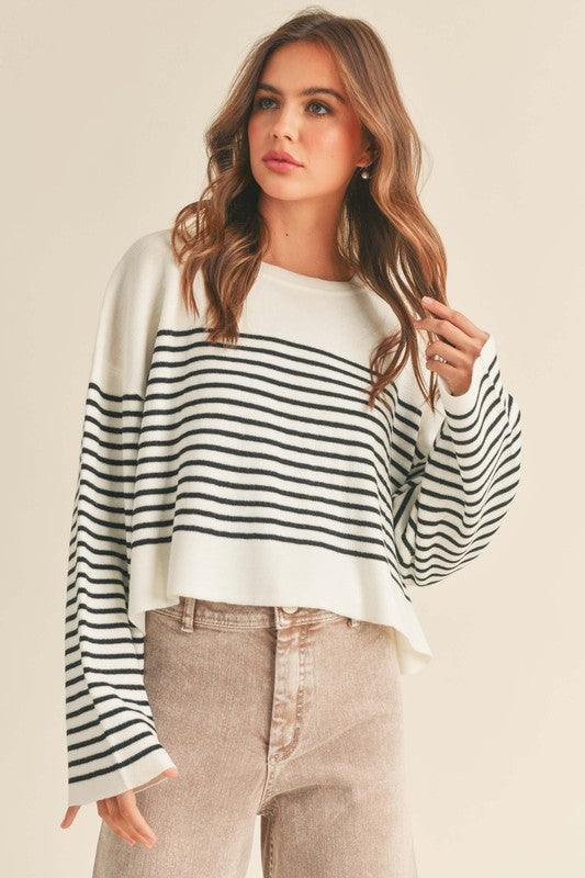 Winifred White Striped Sweater