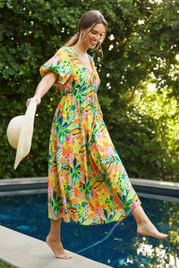 Last Two: Beatrice Bright Bubble Sleeve Dress
