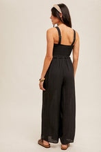 Load image into Gallery viewer, Julia Black Smocked Jumpsuit