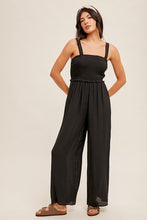 Load image into Gallery viewer, Julia Black Smocked Jumpsuit