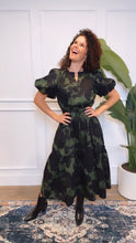 Load image into Gallery viewer, Emma Emerald and Black Floral Dress