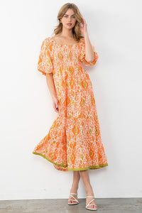 Alexia Orange Patterned Dress