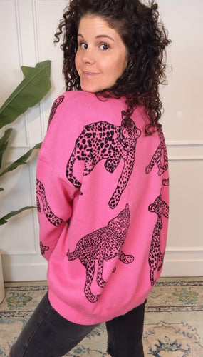 Last One: Liz Pink Leopard Cardigan