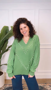 Gina Green Pearl Sweater