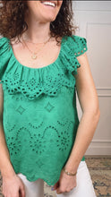 Load image into Gallery viewer, Kristin Green Eyelet Top