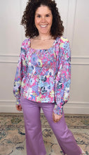 Load image into Gallery viewer, Lacey Purple Floral Blouse