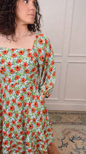 Gabby Green Floral Dress