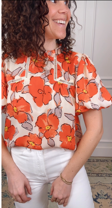 Kelly Floral Orange Blouse