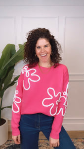 Lisa Pink Floral Embroidered Sweater