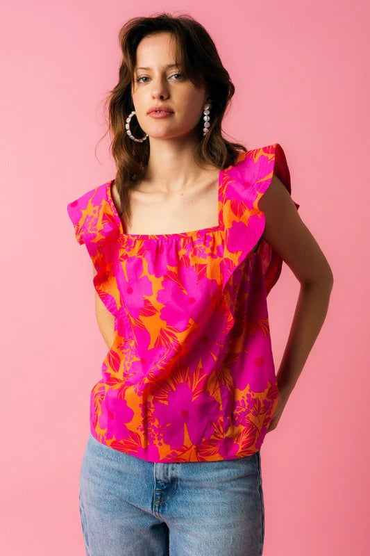 Rosa Ruffle Floral Top