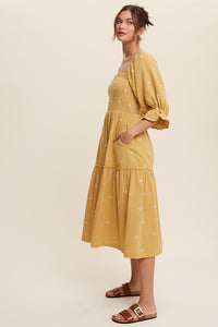 Maria Marigold Floral Midi Dress