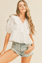 Load image into Gallery viewer, Wren White Eyelet Top