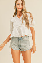 Load image into Gallery viewer, Wren White Eyelet Top