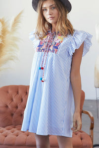 Selena Knee Length Embroidery Dress