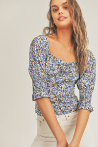 Last One: Sara Square Neck Floral Top
