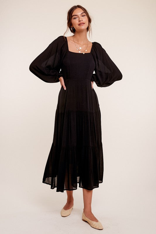 Farah Square Neck Midi Dress