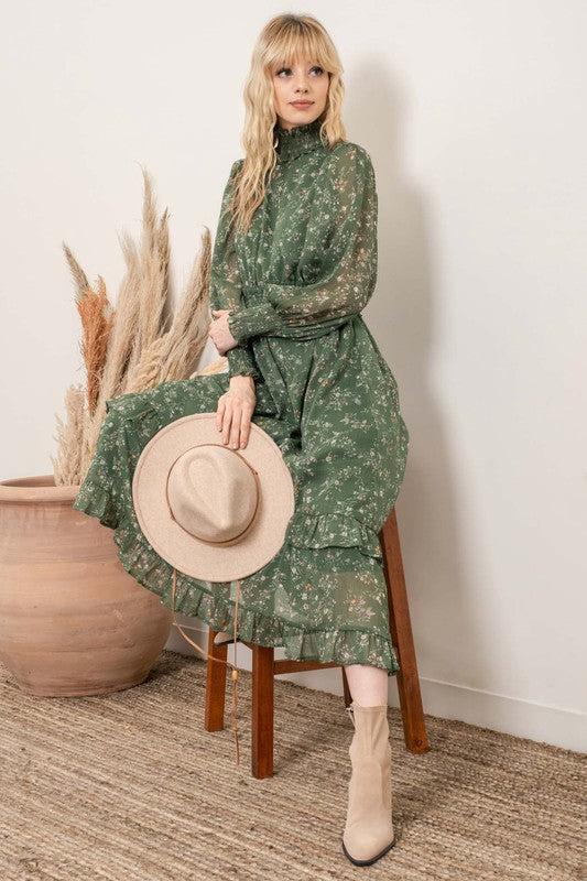 Melissa Mock Neck Midi Dress