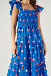 Blake Blue Tiered Midi Dress