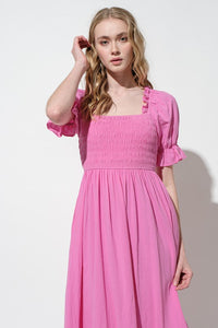 Last One: Mira Linen Smocked Dress
