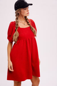 Dorthy Red Puff Sleeve Dress