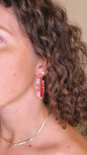 Load image into Gallery viewer, Pink Beaded Hoop Earrings
