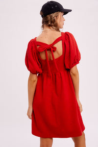 Dorthy Red Puff Sleeve Dress