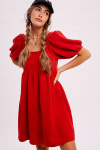 Dorthy Red Puff Sleeve Dress